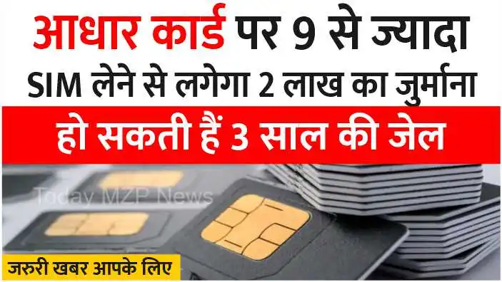 Taking 9 SIMs on Aadhaar card will attract a fine of Rs 2 lakh and 3 years imprisonment