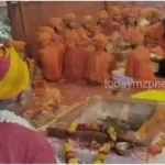 A huge crowd of devotees gathered at Om Namah Shivaya Ashram situated on the banks of Yamuna in Prayagraj