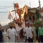 An effigy of former Union Minister Anurag Thakur was burnt in Mirzapur