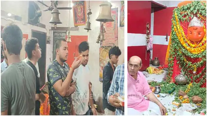 Crowd of devotees for darshan at Sankat Mochan Hanuman temple on Tuesday