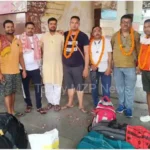 Devotees going to Amarnath Yatra were welcomed with flower showers at the railway station