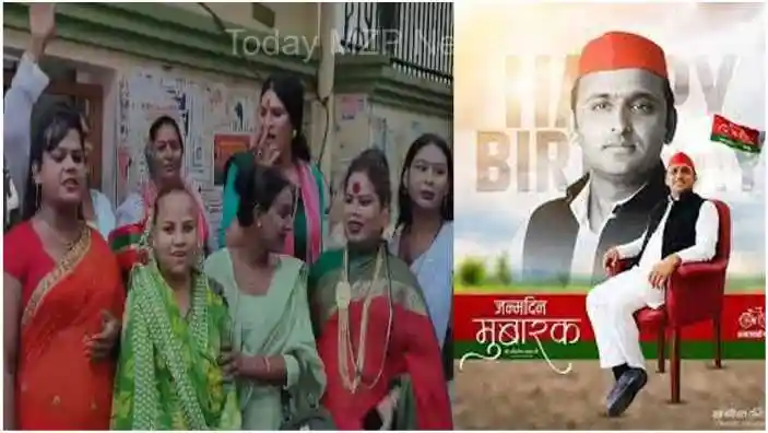 Lucknow Today is SP chief Akhilesh Yadav 51st birthday transgenders arrived to wish him (1)