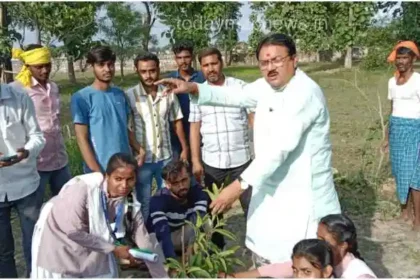 Mirzapur Ahraura 200 saplings planted in Swadakuber Singh Postgraduate College