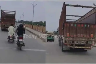 Mirzapur Despite the ban, a truck passing through Shastri Setu in broad daylight