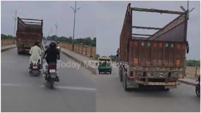 Mirzapur Despite the ban, a truck passing through Shastri Setu in broad daylight