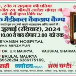 Mirzapur News Free medical camp organized on the 9th death anniversary of late Swadesh Chopra