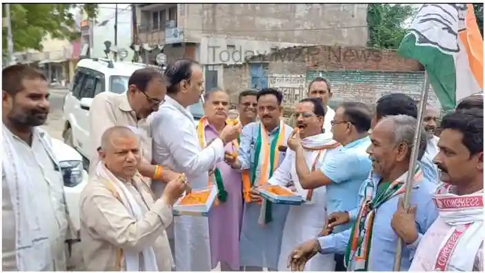 Mirzapur When Congress party won the by-election, the workers celebrated