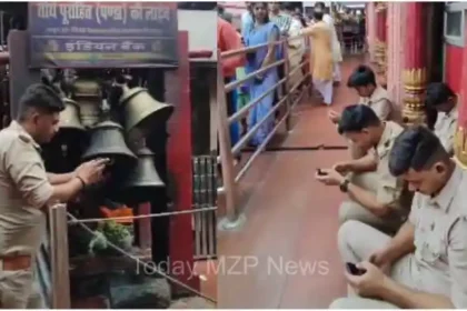 Policemen playing mobile games while on duty at Vindhyachal temple video goes viral