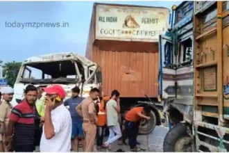 Rohania Truck and trailer collide on Birbhanpur Highway driver and cleaner injured