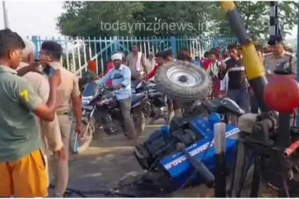 Tractor and train collided at Bhadohi railway crossing driver cut into pieces