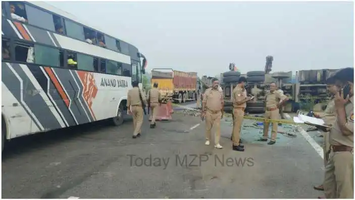 Unnao Breaking Double decker bus rams into milk container from behind 18 deaths reported.