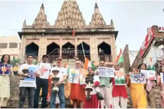 Varanasi Namami Gange sounded the victory trumpet for the Indian Olympic team at Assi Ghat