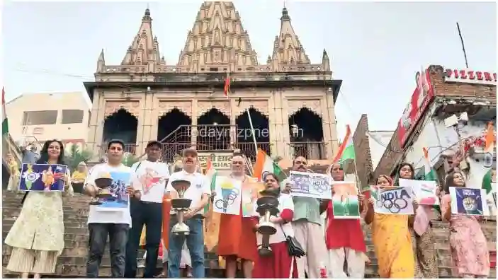 Varanasi Namami Gange sounded the victory trumpet for the Indian Olympic team at Assi Ghat