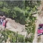 Whole family swept away in natural waterfall during rainy season, scary video