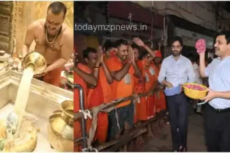 Devotees were welcomed by showering flowers in Kashi