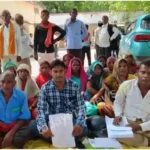 Demonstration by villagers demanding restoration of suspended ration shop in Mirzapur