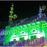 Kachhwa Mosque decorated with attractive lights on the eve of Barawafaat