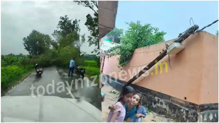 Lalganj Trees fell on the roads of dozens of villages, traffic disrupted