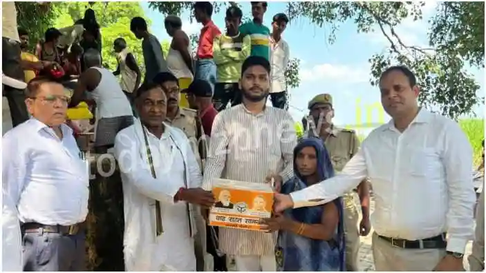 Relief material provided to flood victims in Mirzapur Bhatauli