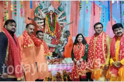 Chilh Devi Jagran song organized in Durga Puja pandal in Sripatti