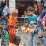 Mirzapur Garuda Sena served the monks of Sankat Mochan temple by giving them food and water