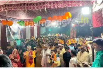 Organizing Shrimad Bhagwat Katha in Mujehra Acharya Rajesh Krishna Shastri