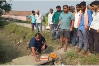 Sonbhadra 1200 m drain construction work started know cost of 78 lakh