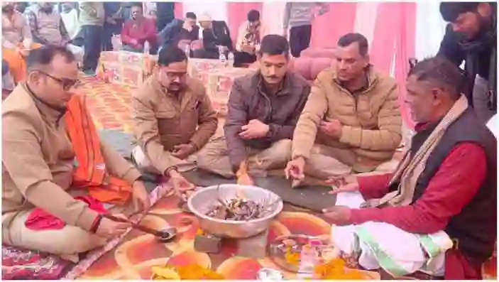 Kachhwa SP performed Bhoomi Pujan for traffic control and crime control