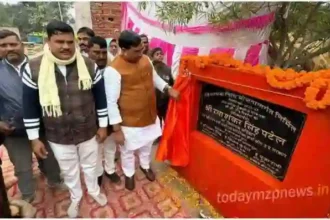 Mirzapur CC road built from MLA fund was inaugurated in village Ekli